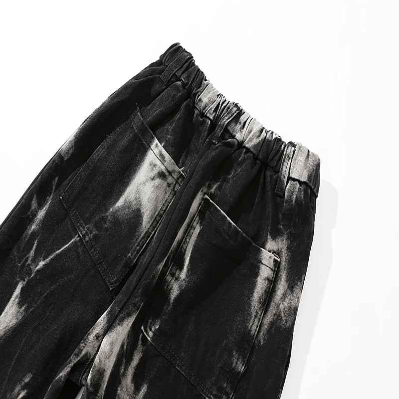 

SHENGPALAE Tie Dye Straight Tube Drawstring Jeans Women's Spring 2021 New High Waist Loose Female Denim Pants Fashion 5A1197