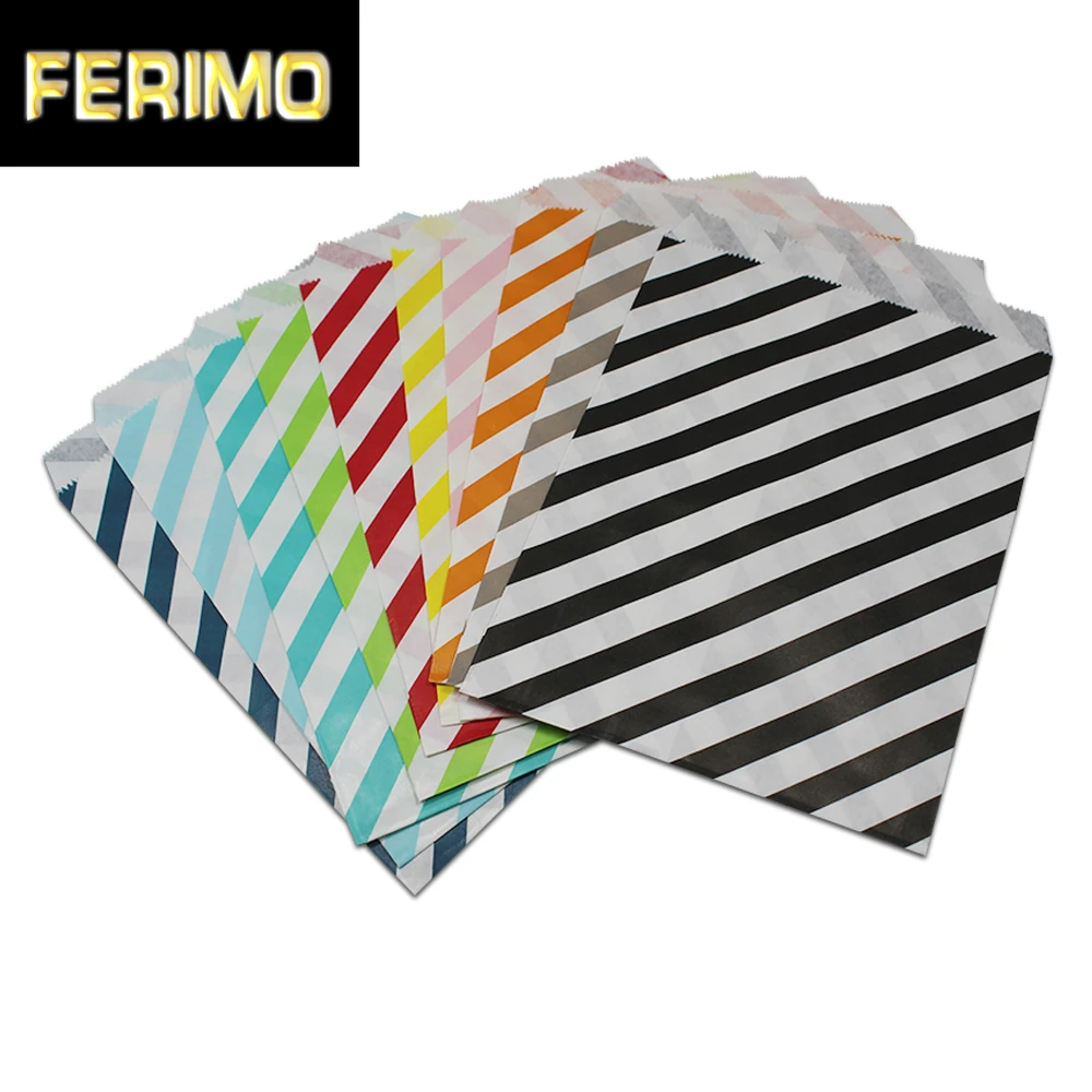 200 шт. 17x13 см бумажный пакет для еды полоски пищевая безопасная бумага жареные