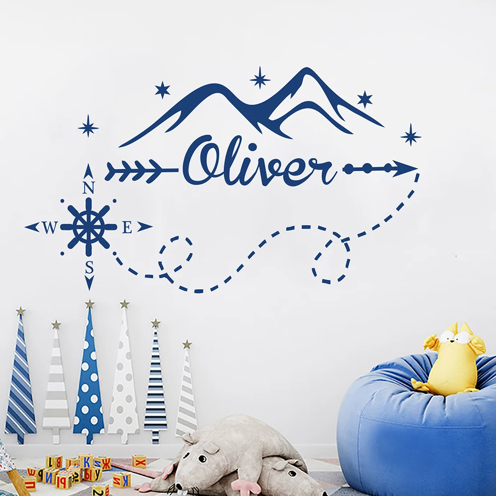 Горы настенные наклейки персонализированные пользовательские Мальчики имя