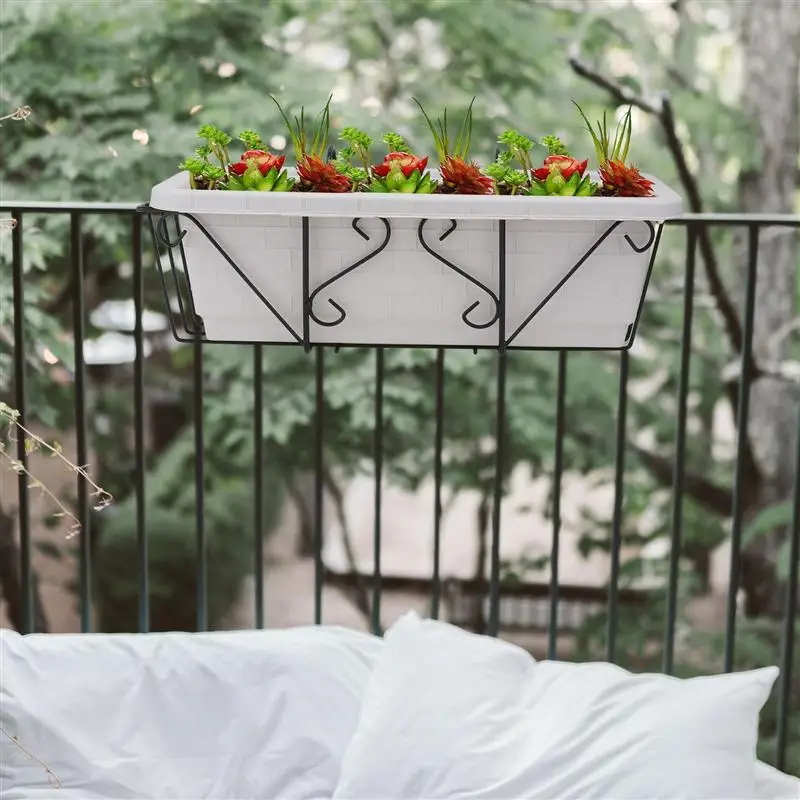 

1 Set Fence Flowerpot Hanging Rack Balcony Planting Flowerpot Plant Display Rack Garden Supplies