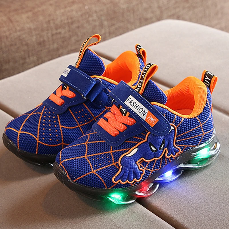 

Size 21-30 Baby Led Marvel Shoes Children Glowing Sneakers With Light-up Sole Spiderman Shoes For Kids Boys Girls Luminous Shoes