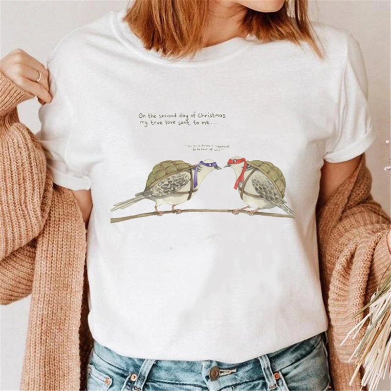 

Women Happy New Year Sweet Casual 90s Merry Fashion Christmas Holiday Clothes Tshirt Graphic T-shirts Cartoon Top Female Tee