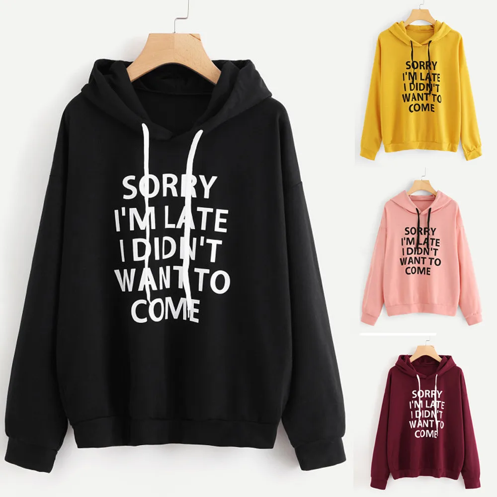 

Women O-Neck Hoodie Jumper Long Sleeve Letter Print Sweatshirt Pullover Tops Plus Size Sweatshirts #G