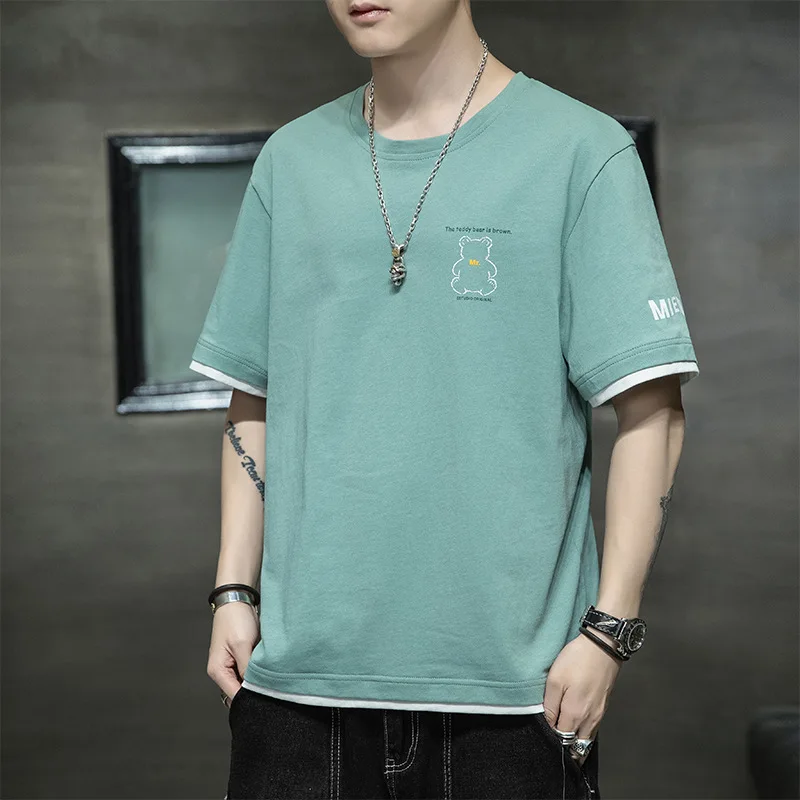 

T-shirt men's summer 2021 new trendy brand trend cotton casual half-sleeved clothes loose Korean compassionate