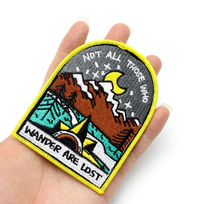 Вышитые нашивки с надписью сделай сам в виде гор для одежды утюгом на одежде Ван