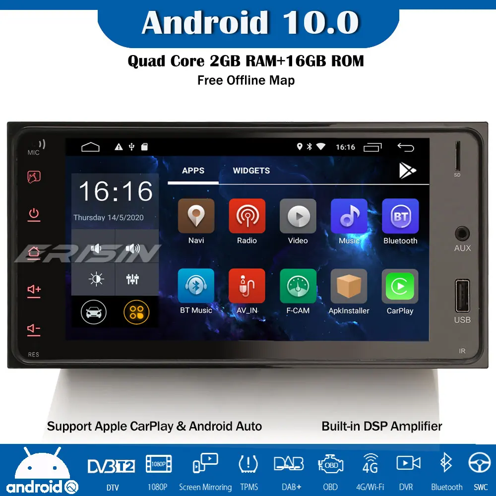 Erisin DAB + Android 10 0 Авторадио DSP GPS Wifi OBD для TOYOTA COROLLA RAV4 VITZ VIOS Hilux Yaris|Автомагнитолы| |