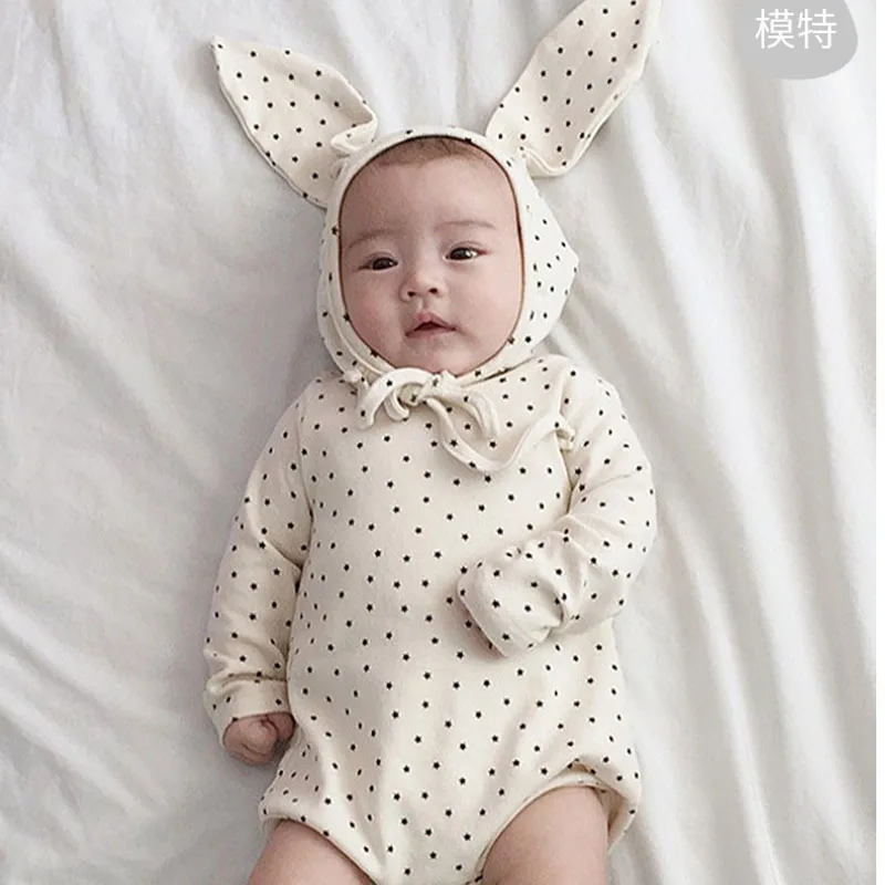 

Keelorn Baby Girls Boys Cute Ear Cartoon Rompers New Fashion Long-Sleeved Spring Autumn Clothes Toddler Fall Polka Dot Bodysuits
