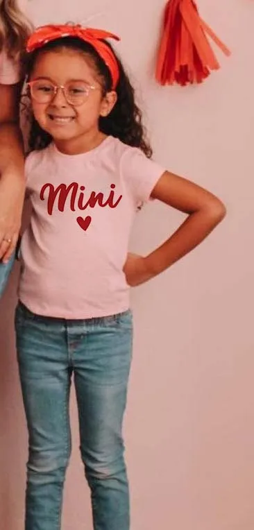 Camiseta rosa y blanca para mam&aacute; y yo, camisas a juego para madre e hija, conjuntos familiares a juego-3