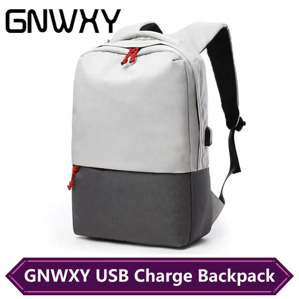 GNWXY, дизайн, внешний USB зарядный порт, рюкзак для ноутбука, 15,6 дюймов, мужской рюкзак для путешествий, Студенческая школьная сумка, водонепроницаемая