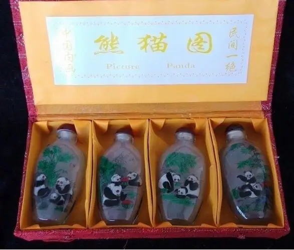 

Bouteille de couchette intrieure panda | Verre peint la main chinois, ensemble de motifs de panda 4