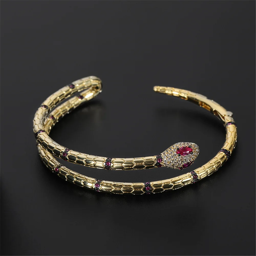 

Funmode Gold Color Snake Shape Open Cuff Bangle For Women Female Wedding Party Bracelets pulseiras feminina Wholesale FB66