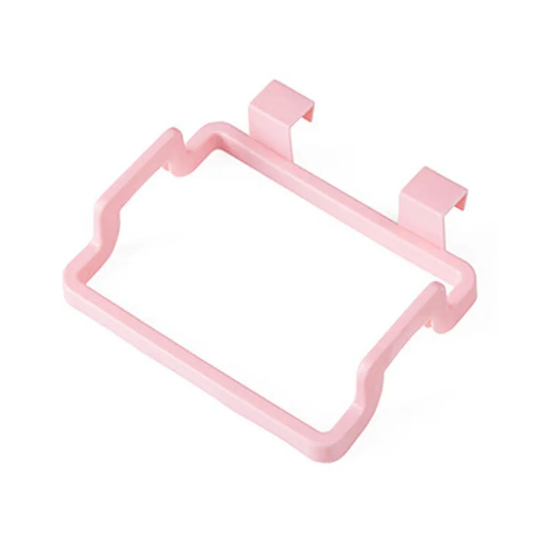 kitchen garbage bag holder in waste bin 1PC Plastic Cupboard Door Rubbish Rack cabinet door Hanging Trash Bag Rack Cloth Rack - Цвет: Розовый