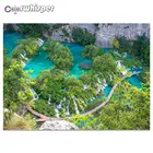 Полноразмерная картина Daimond 5D, квадратныекруглые пятна, Озеры, пейзаж, водопад, Фотофон D284