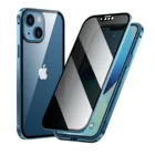 Синий металлический магнитный чехол-бампер, противошпионское закаленное стекло для iPhone 13 Pro Max 12 Mini 11 13Pro iPhone13, чехол, аксессуары для телефона