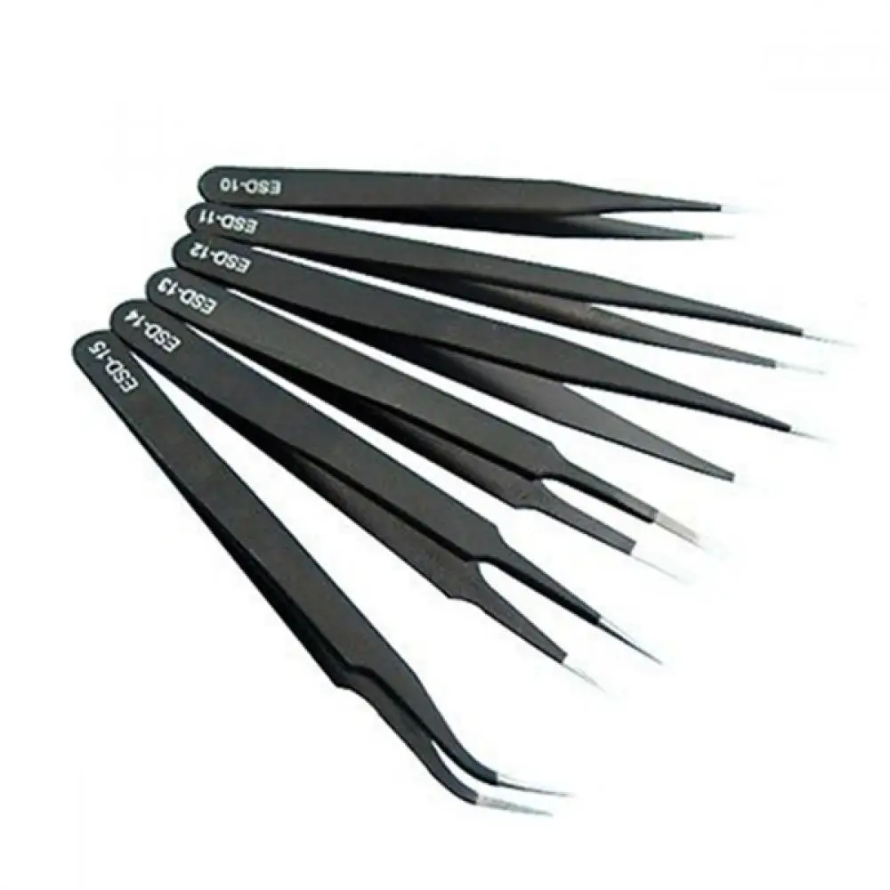 6Pcs Black Color Eyebrow Tweezer Hair Beauty Slanted Puller Stainless Steel Eye Brow Clips Makeup Tool Brand New
