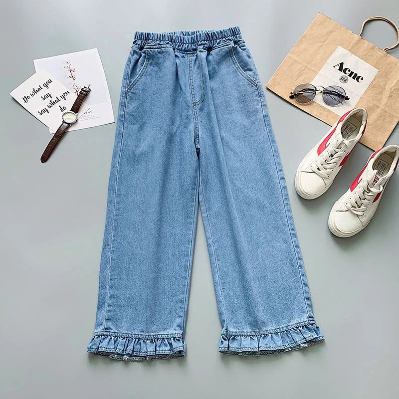 

Женские прямые джинсы до щиколотки, свободные милые универсальные эластичные джинсы с высокой талией для отдыха, модная уличная одежда для ...