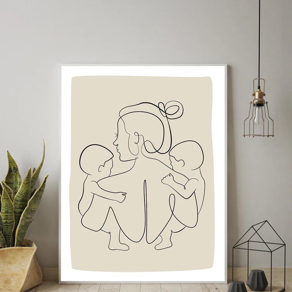 

Maternal Love Family Portrait Mom Baby Minimalist Nordic Poster Wall Art Canvas Painting Wall Pictures For Living Room Unframed