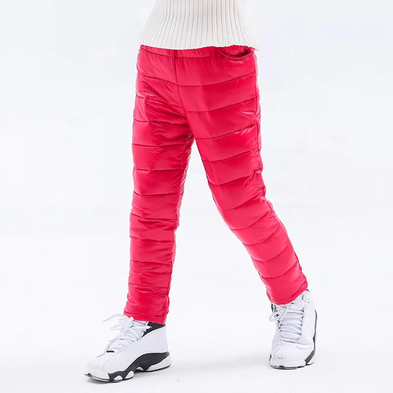 Детские штаны-пуховик унисекс зимние плотные брюки с узором в полоску | Мать и