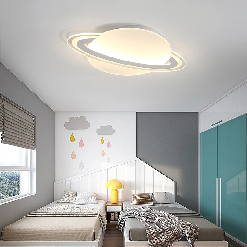 $29.76 Children's room lamp simple modern bedroom lamp boy and girl study ultra-thin elliptical cartoon planet led ceiling lamp