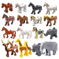big size building blocks animal zoo accessories figures horse elephant giraffe panda deer panda assemble toys for children gifts
