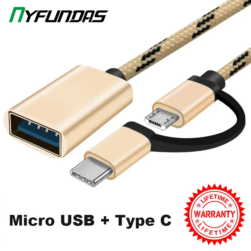 Кабель адаптер 2 в 1 Micro USB Type C OTG для Xiaomi Mi 9 Redmi Note 8 Pro 10 Huawei P30 Samsung S10 S9 A50 Oneplus 7T One Plus