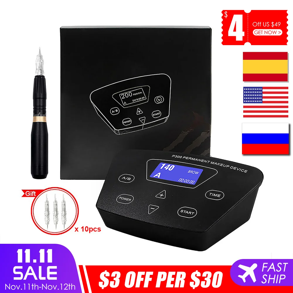 

BMX PMU машинка для тату, ручка, набор, Перманентный макияж, машина Dermógrafo Agulhas тихий двигатель, легкий клик, картридж для бровей