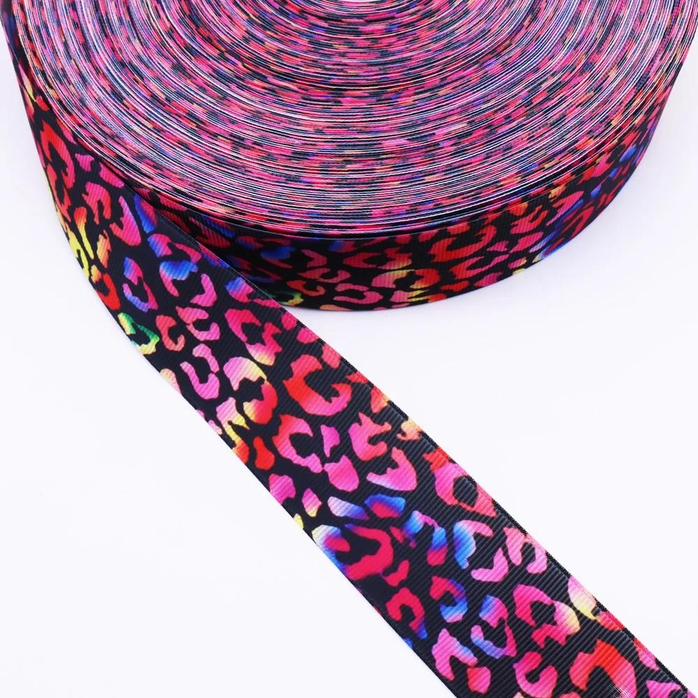 Ленты в рубчик с леопардовым принтом 40 мм 10 ярдов|Ленты для шитья| |