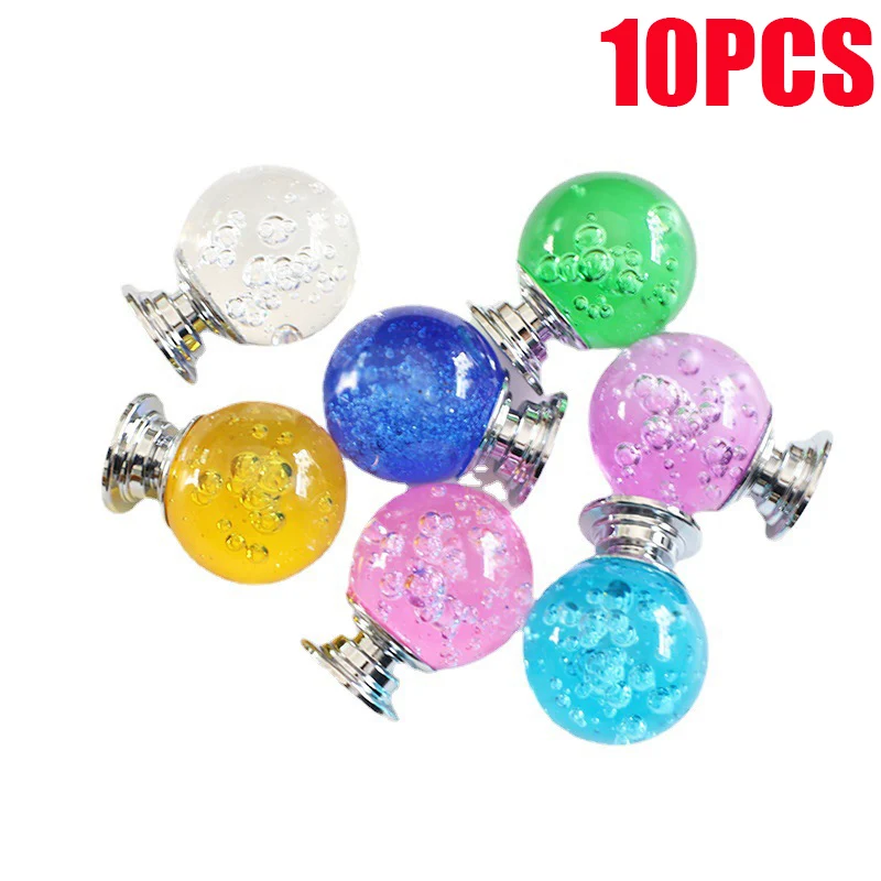

10PCS Round Bubble Ball Handle Round Shape Crystal Glass Knobs Cupboard Drawer Pull Kitchen Cabinet Door Wardrobe Handles