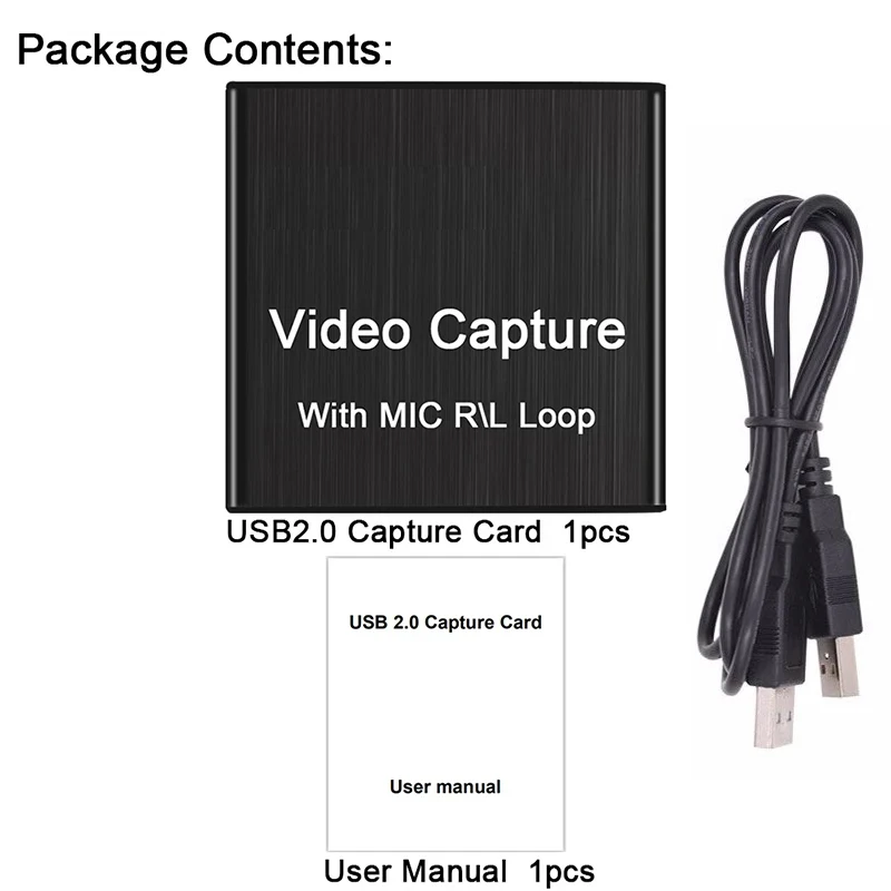 

4K USB HD Video Capture Card HD To USB 2.0 Acquisition Card with Mic R/L for Live Streaming Plate Camera Switch Game Record