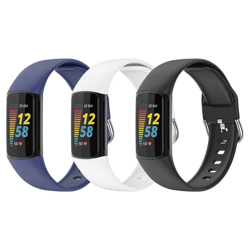 

S совместим с Fitbits Charge 5 сменный мягкий силиконовый ремешок для часов Регулируемый мягкий силиконовый сменный ремешок для часов