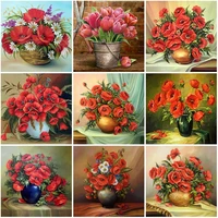 diy 5d diamond painting flower vase cross stitch kit full drill embroidery mosaic cross stitch floral rose resin gift home decor