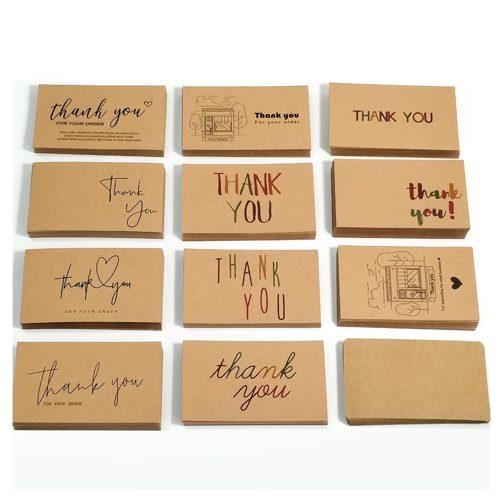 

30Pcs Kraft Paper Thank You Cards Thank You For Your Order Card For Small Business Shop Package Decor Party Gift Decoration Card