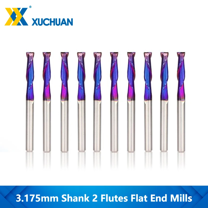 Концевая фреза с 2 зубьями нано синее покрытие спиральный фрезерный станок ЧПУ из