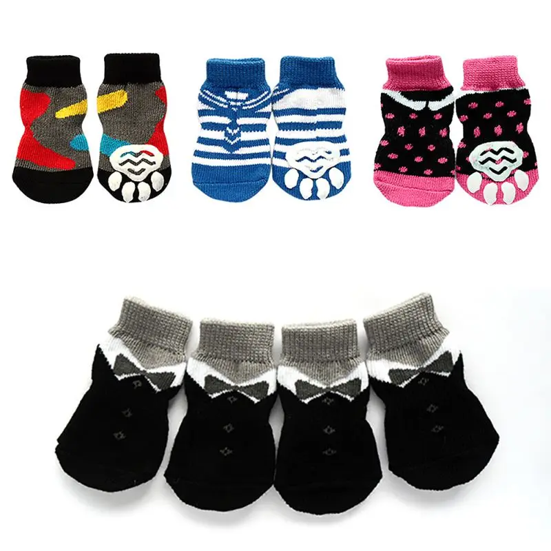 

4PCS/set Pet Dog Stock Lovely Soft Warm Knitted Socks Small Pet Dog Doggy Clothes Accessories For S-XL 2021 New Hot Sale