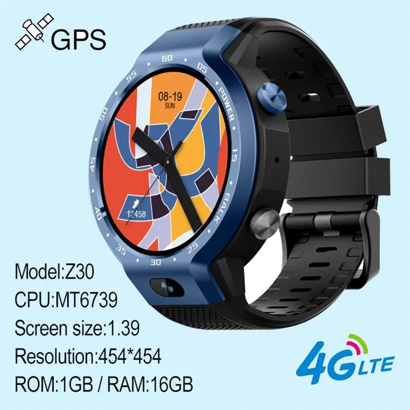 Blue 1G-16G 696 Z30 новая двойная система 4G Смарт-часы телефон Android 7,1 5 Мп фронтальная камера 600 мАч Поддержка gps wifi сердечный ритм умные часы - Цвет: Blue 1G-16G