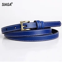new design cow genuine leather belts simple alloy buckle metal retro styles thin blue belt for women accessories fco060
