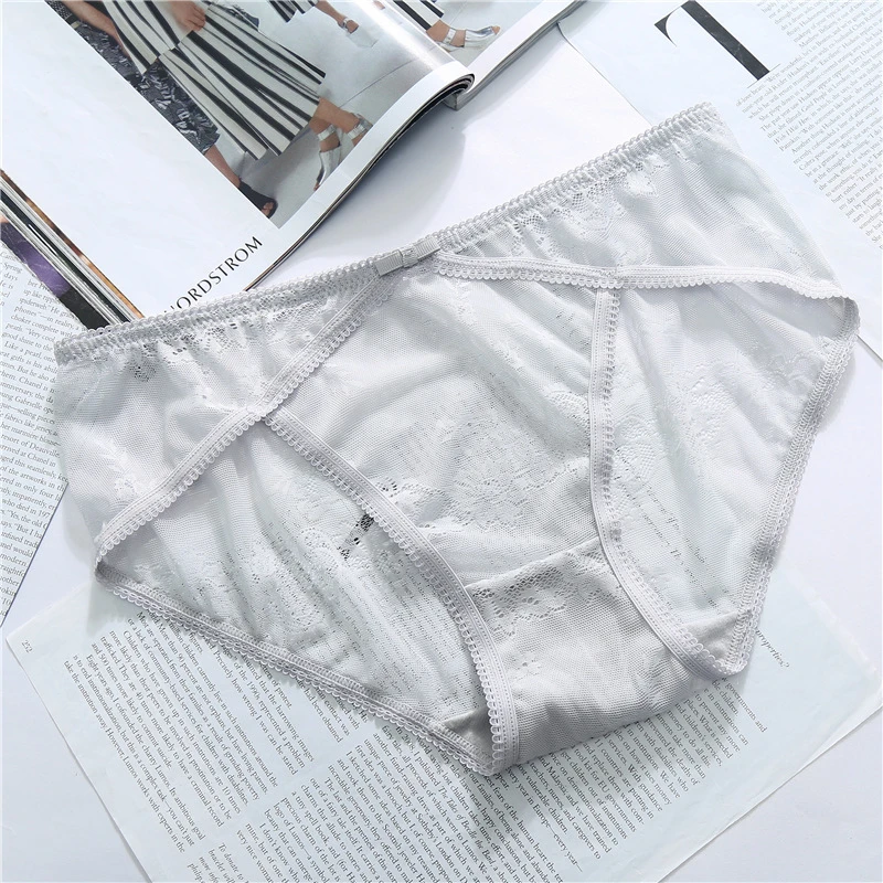 

Ladies sexy lace hollow jacquard, panties with embroidery, bow, lace trim, comfortable panties briefs A19253