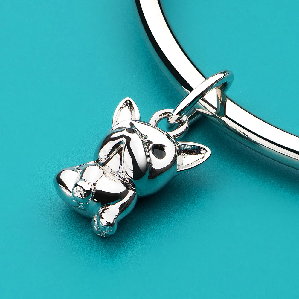 

ATHENAIE 925 Sterling Silver Cute French Bulldog Dog Dangle Charms Animal Pendant for Bracelet And Neckalce Jewerly