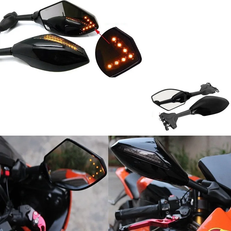

Practical Motorbike Accessories Motorcycle Rearview Side Mirror with LED Turn Signal Indicators Moto Retroviseur Clignotants
