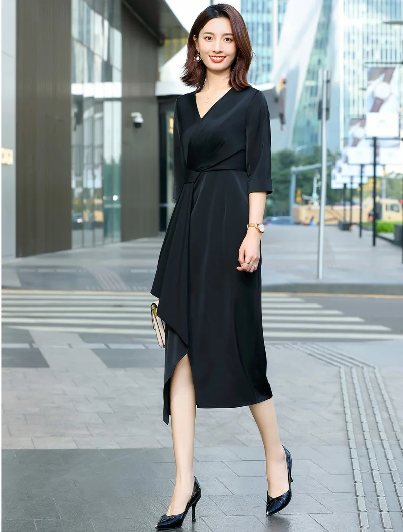 Fashion Styles 2021 Spring Summer Half Sleeve Elegant Dresses for Women Slim Hips Dress Business Work Wear Vestidos OL | Женская одежда