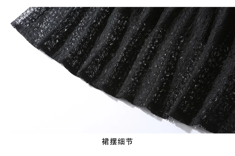 

Autumn Casual Three Quarter Sleeve Dress Lace Polyester Solid Black Khaki Women Dresses O-Neck A-Line High Street Dress