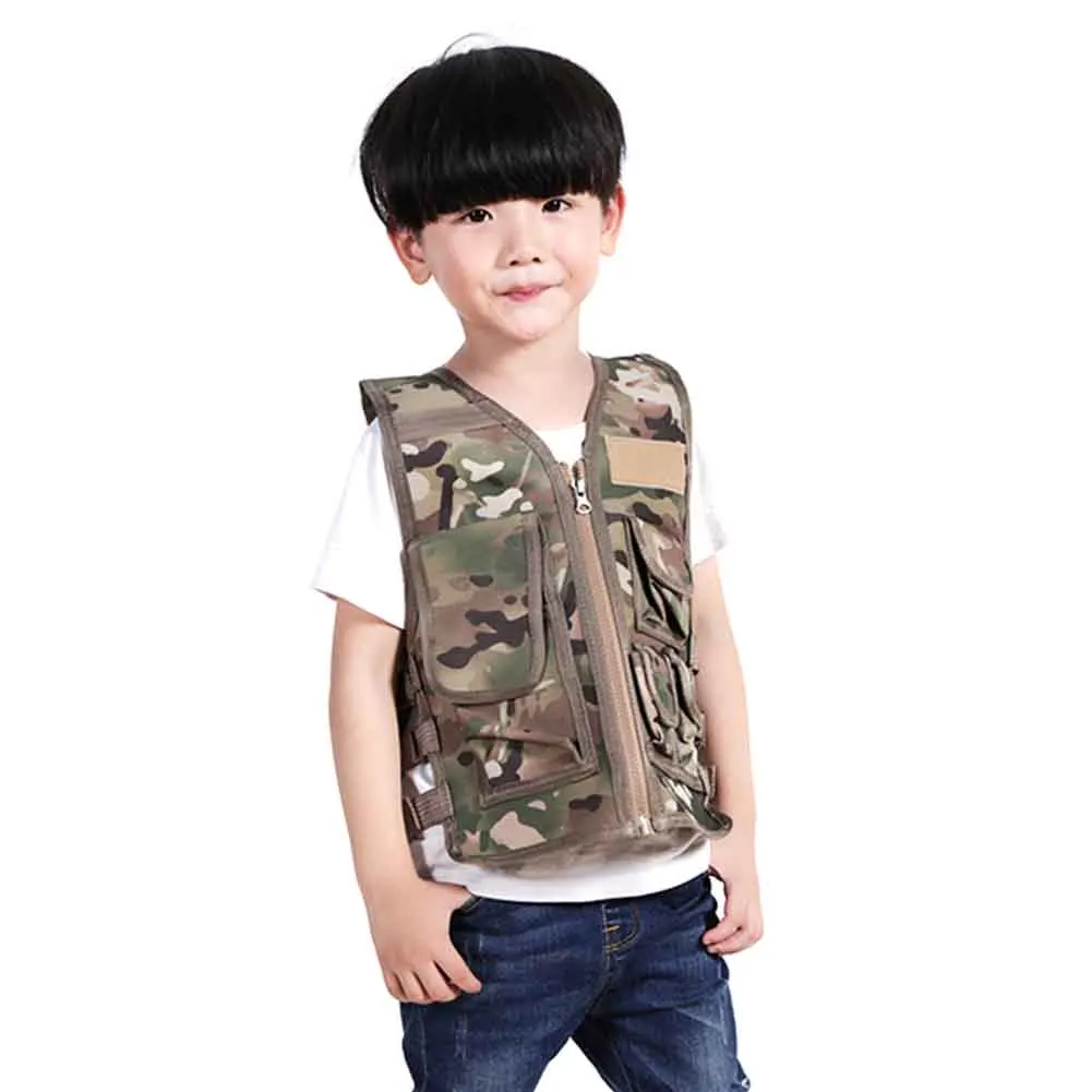 

Nylon Cloth Shooting Hunting Training Protective Children Tactical Vest CS Game Field Zipper Outdoor Adjustable Camping