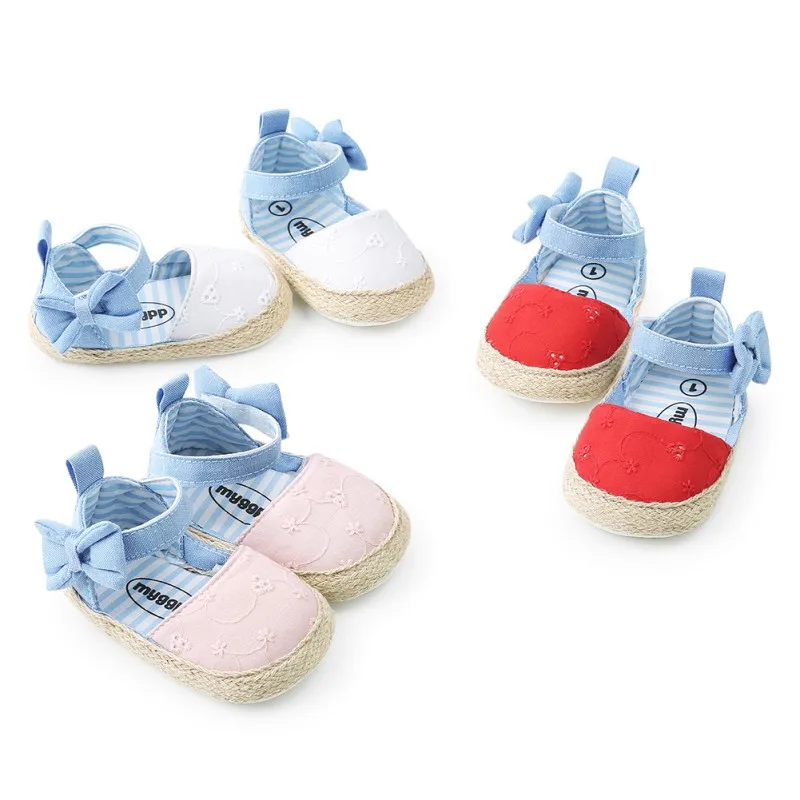 

Girl Sandals Summer Baby Shoes Cotton Classic Embroidered Bow Stripes Baby Girl Shoes Baby Sandals Fashion Casual Girl Sandals