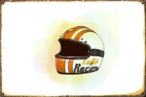 

LZATPD SLALL Racing Helmet Coffee Shop Retro Street Sign Household Metal Tin Sign Bar Cafe Car Motorcycle Garage De
