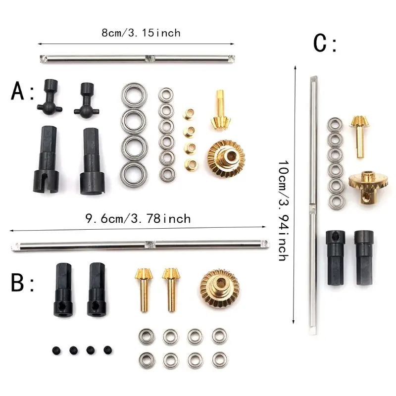 Обновленная металлическая Шестерня Передняя средняя задняя мостовая ось для 1/16