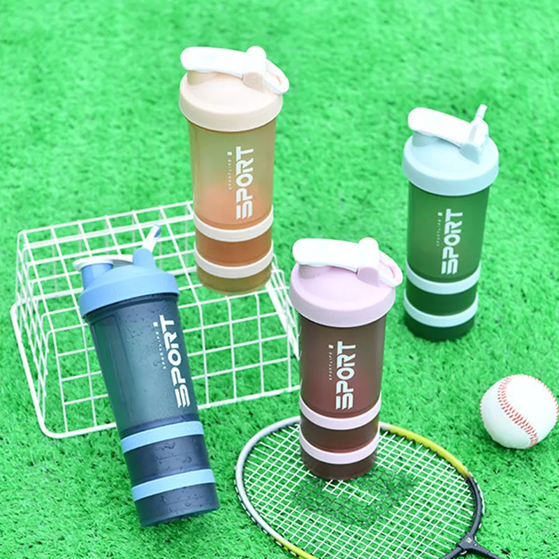 

Summer Movement Shaker Water Bottle With Lid Shaker Bottle Removable Three Layers Whey Protein Bottle Fitness Protein Shaker