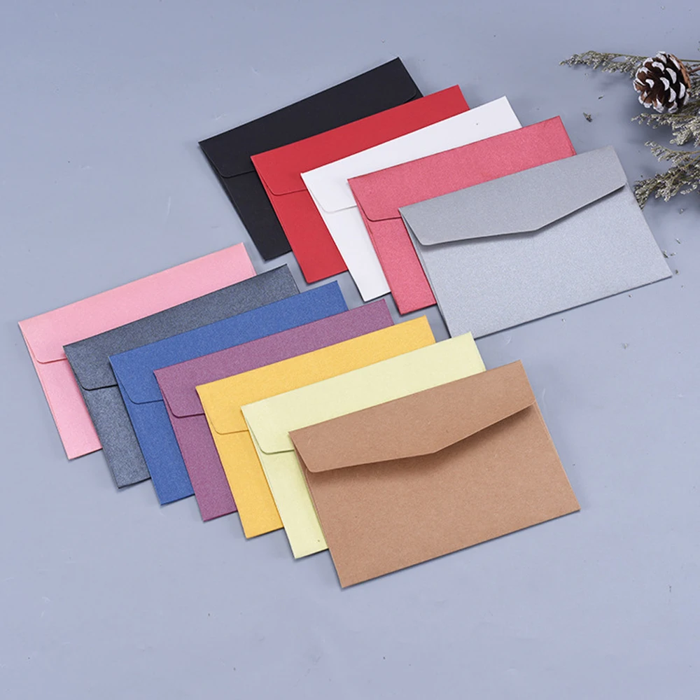 50 шт./лот, A6 открытка, конверт, карта, набор визиток, приглашения, цветные мини конверты, жемчужный крафт, бумажный подарочный пакет