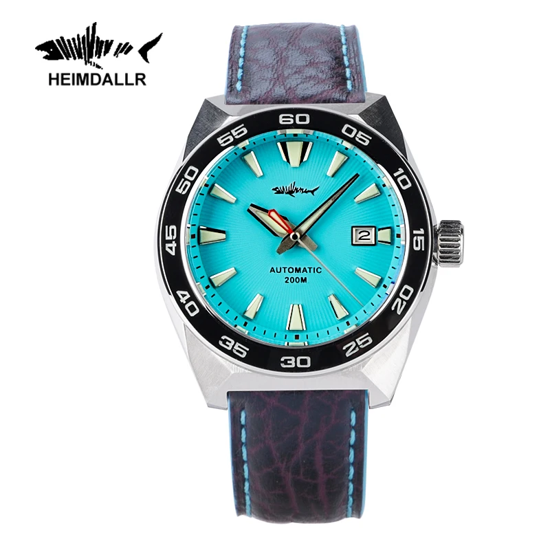 

Heimdallr Monster 45mm Blue Dial NH35 Automatic Mechanical Wristwatches C3 Luminous Leather Strap 20Bar Diver Watch for Men