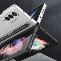 simple phone protective case w pen slot holder shockproof phone case cover for galaxy z fold 3 s pen fold edition phone