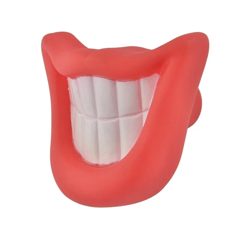 Pet Dog Toys Big Red Lip Rubber Toy with Sound Squeaker Squeaky Funny Smile Puppy Interesting Audible Gift | Дом и сад